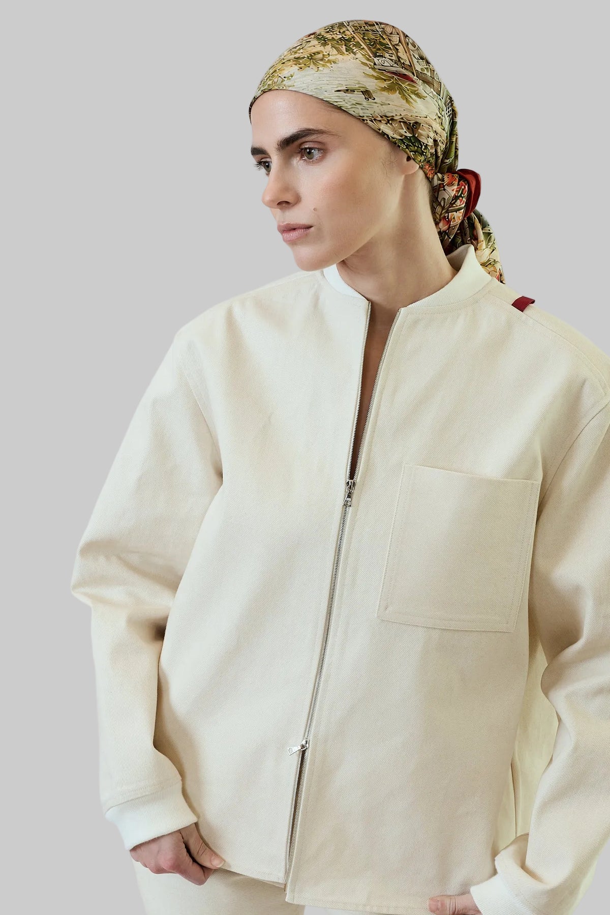 Denim Bomber Shirt (Natural)